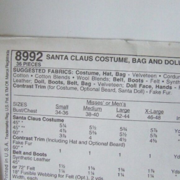 Santa Claus costume sewing pattern uncut McCall's Christmas Pere Noel vintage - Picture 3 of 8